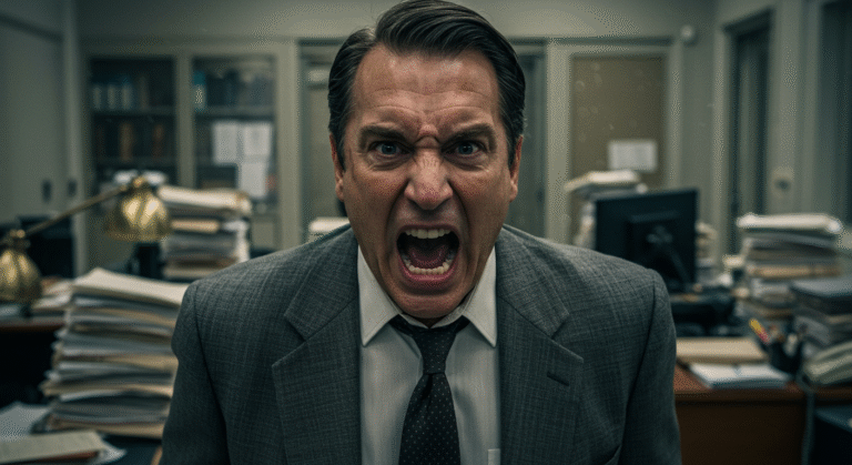 Homem totalmente estressado e fora de si.