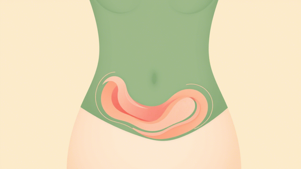 Representação abstrata de movimento abdominal suave para alívio.