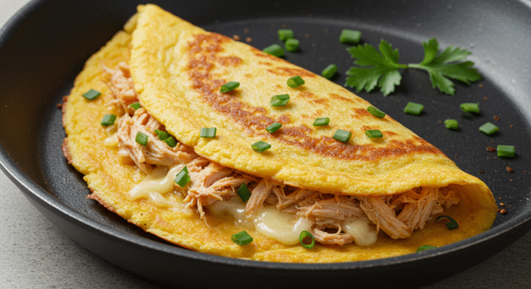 Crepioca low carb recheada, dourada e apetitosa