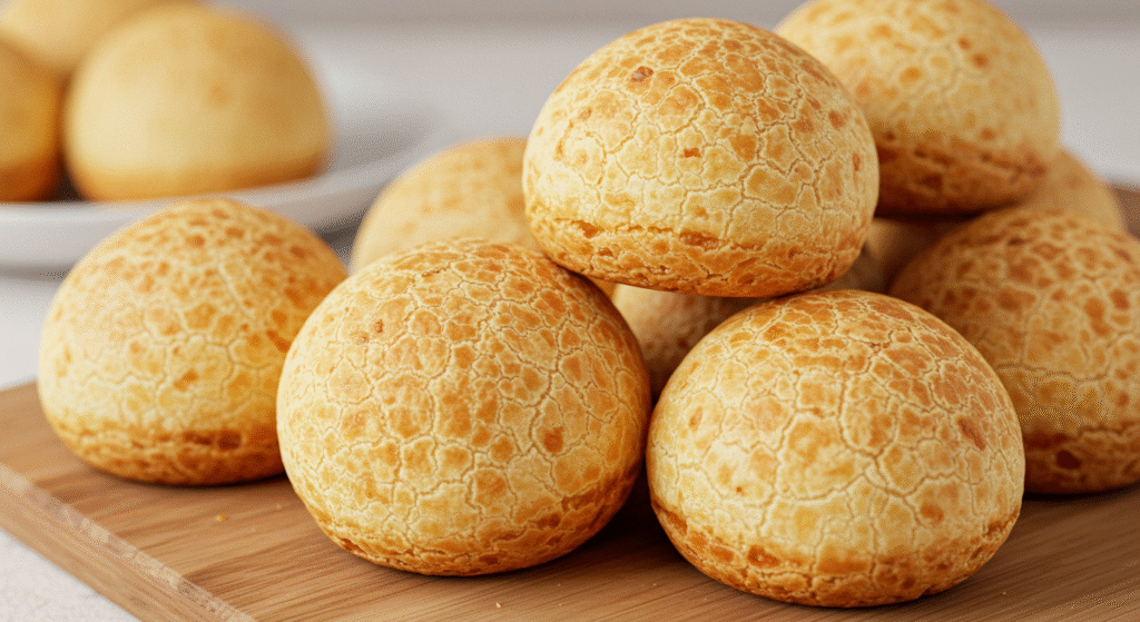 Pães de queijo fit low carb, dourados e crocantes.
