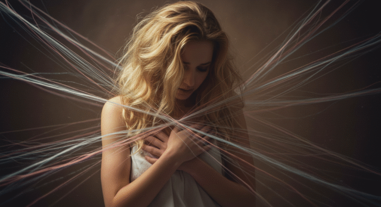 Pessoa com sintomas físicos de ansiedade