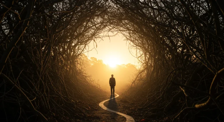 Pessoa determinada em caminho claro.