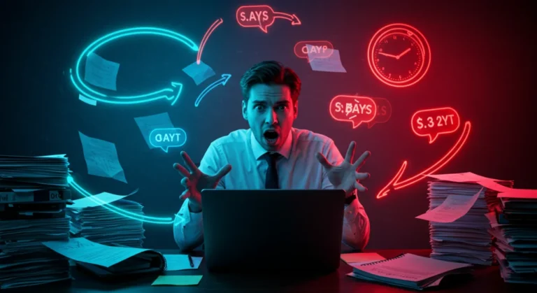 Pessoa sobrecarregada por trabalho ansiedade no ambiente de trabalho.