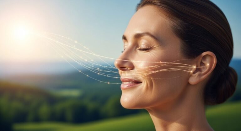 Rosto de pessoa com pele radiante, simbolizando uma pele jovem.