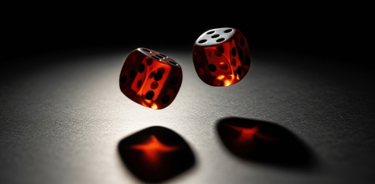 Dois dados rodando no ar simbolizando o acaso e a duvida de por que a vida parece injusta