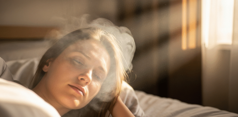 Pessoa acordando com nevoa sendo dissipada pelo sol para comecar o dia com mais foco